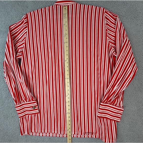 Unisex Red White Candy Cane Top Long Sleeve Button Cuff Handmade Long Sleeve - Picture 11 of 12